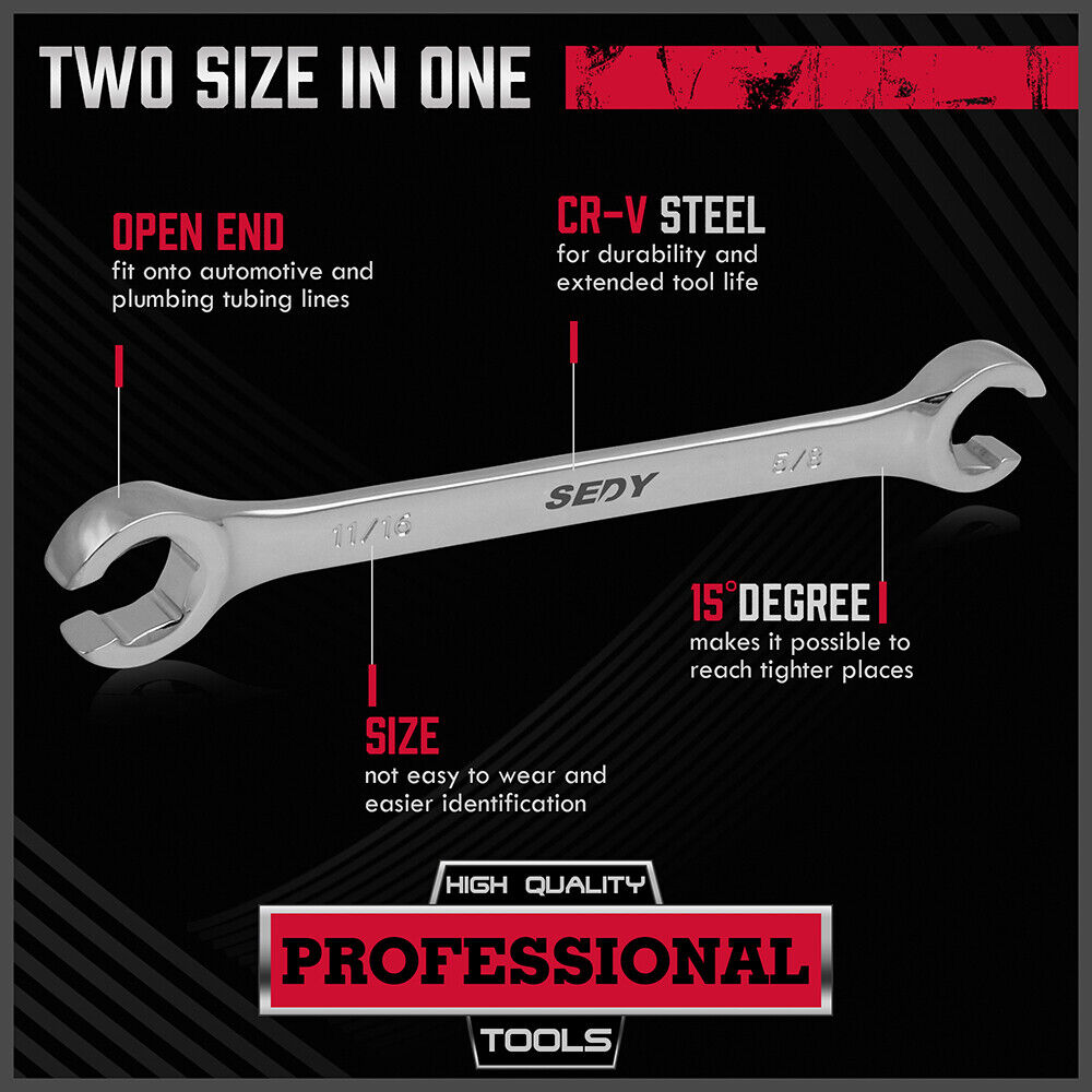 SEDY 4Pc Flare Nut Spanner Set — view 7