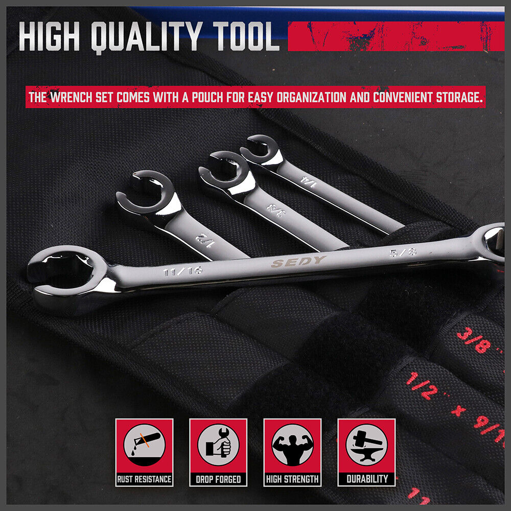 SEDY 4Pc Flare Nut Spanner Set — view 9