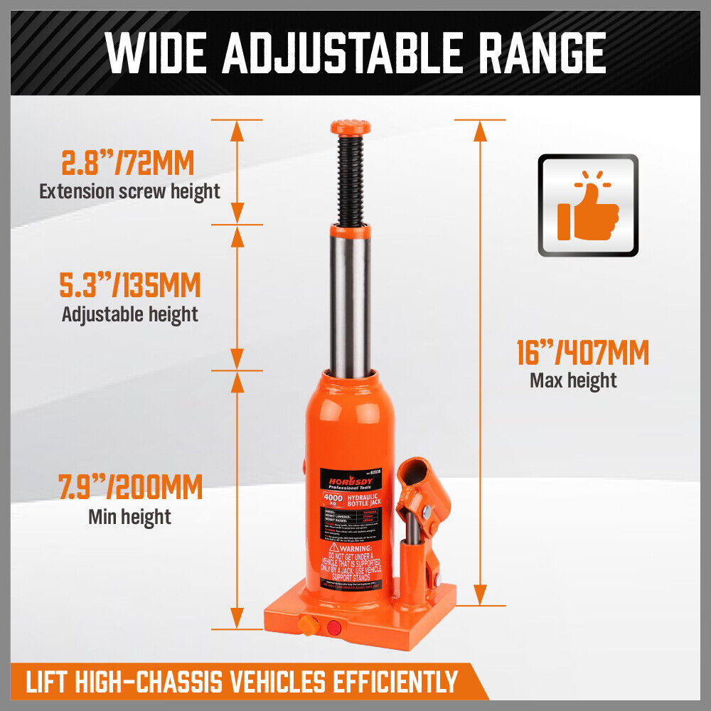 4-Ton 8000 LBs Hydraulic Bottle Jack — view 4