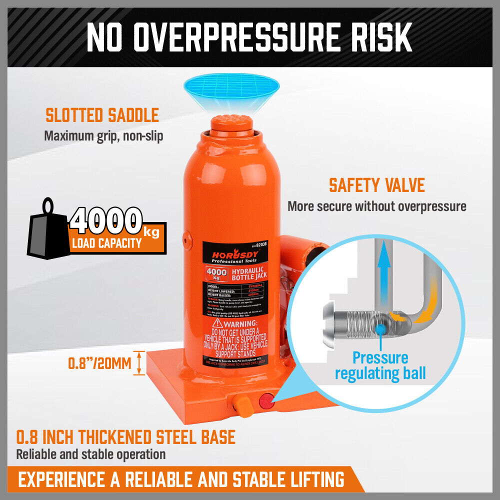 4-Ton 8000 LBs Hydraulic Bottle Jack — view 5