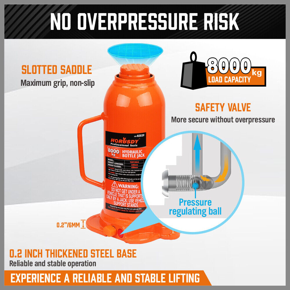 8-Ton 16000 LBs Hydraulic Bottle Jack — view 5
