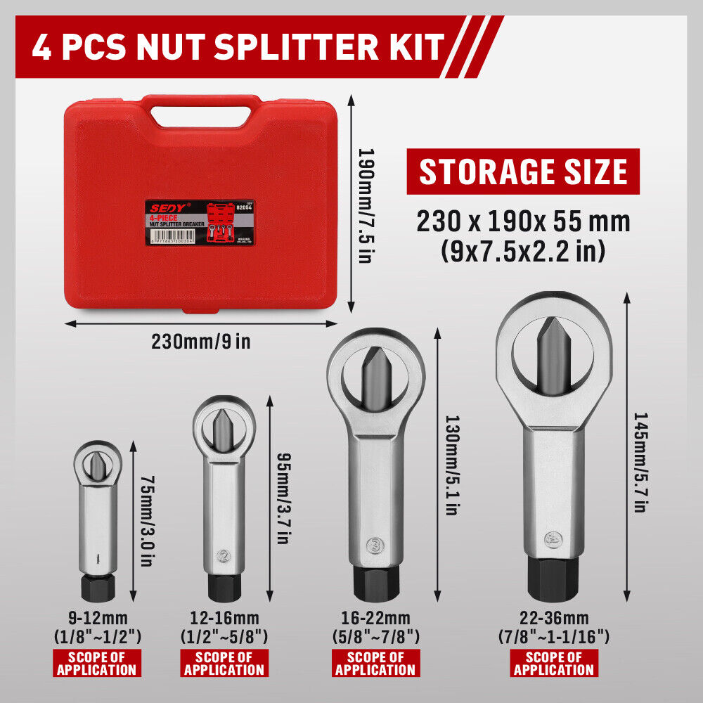 SEDY 4Pcs Metal Nut Splitter Kit — view 5