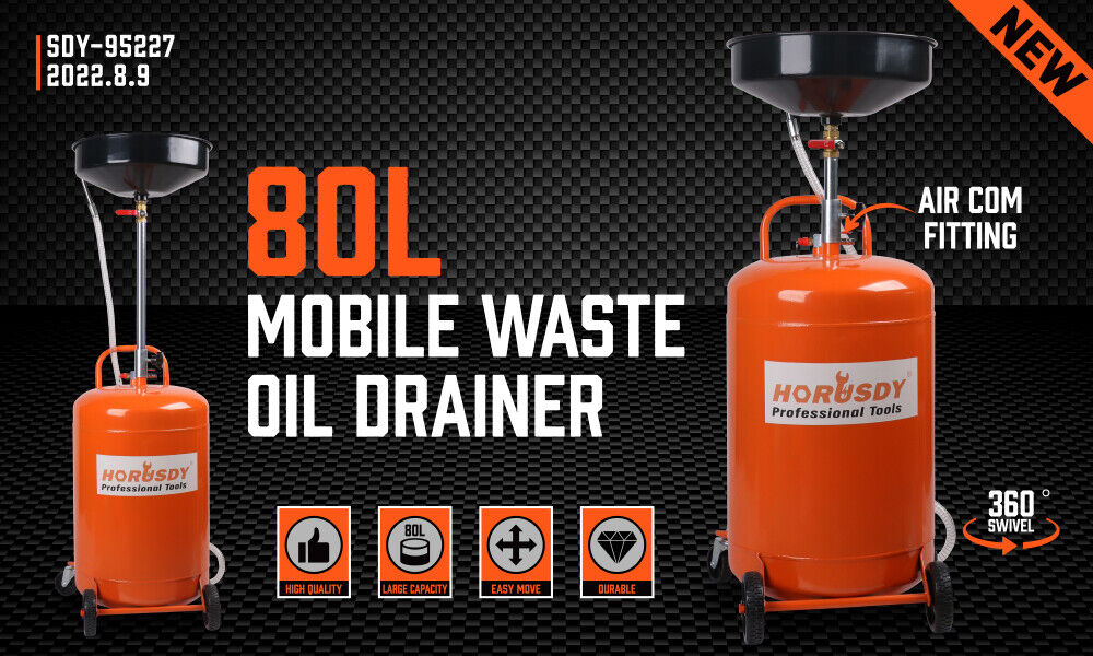 HORUSDY 80L Pneumatic Waste Oil Drainer — view 3