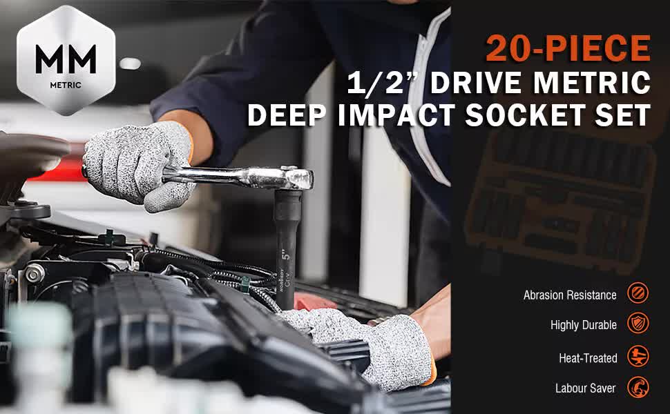 19pc Deep Impact Socket Set 1/2in — view 3