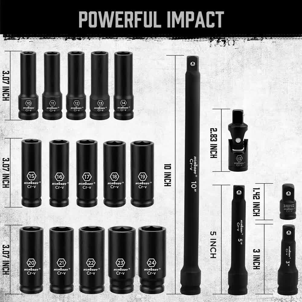 19pc Deep Impact Socket Set 1/2in — view 5