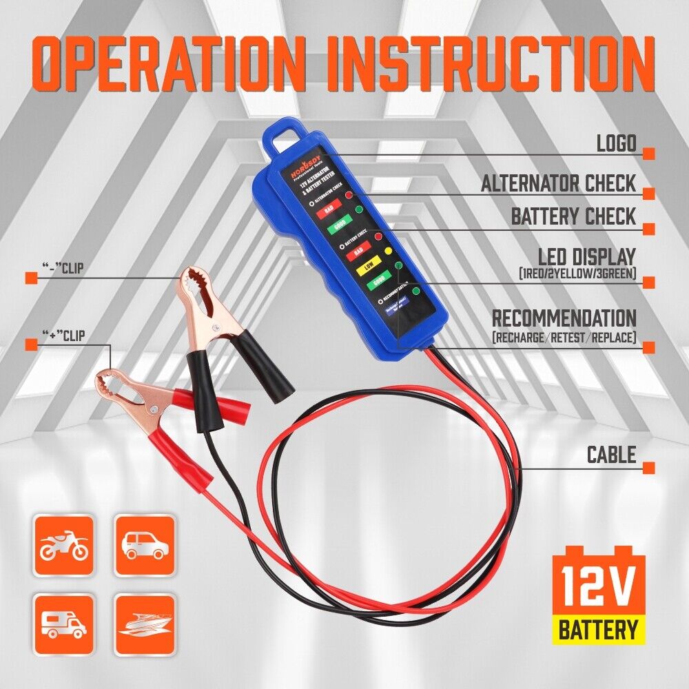 Digital 12V Alternator Battery Tester — view 6