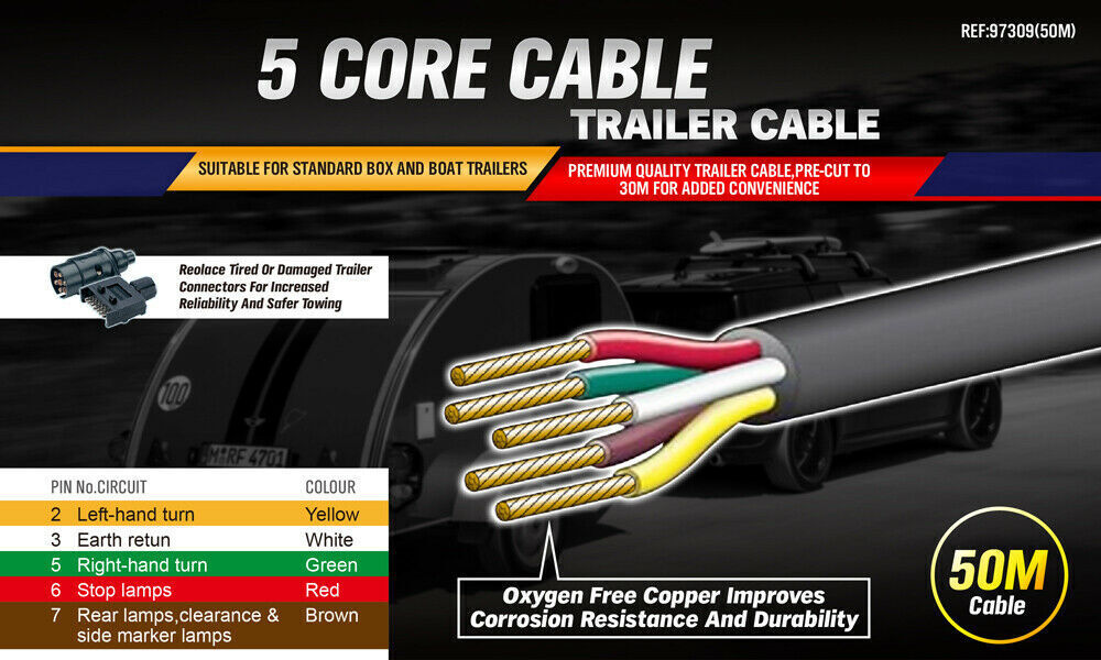50m 5 Core Trailer Wire Cable — view 3