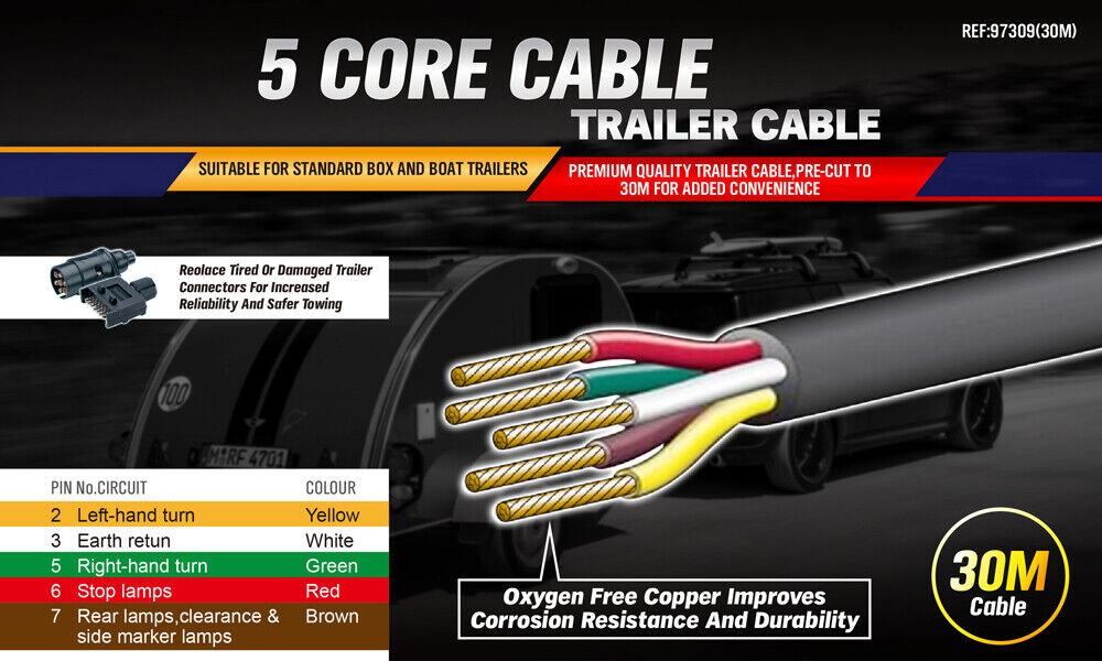30m 7 core trailer wire cable — view 3