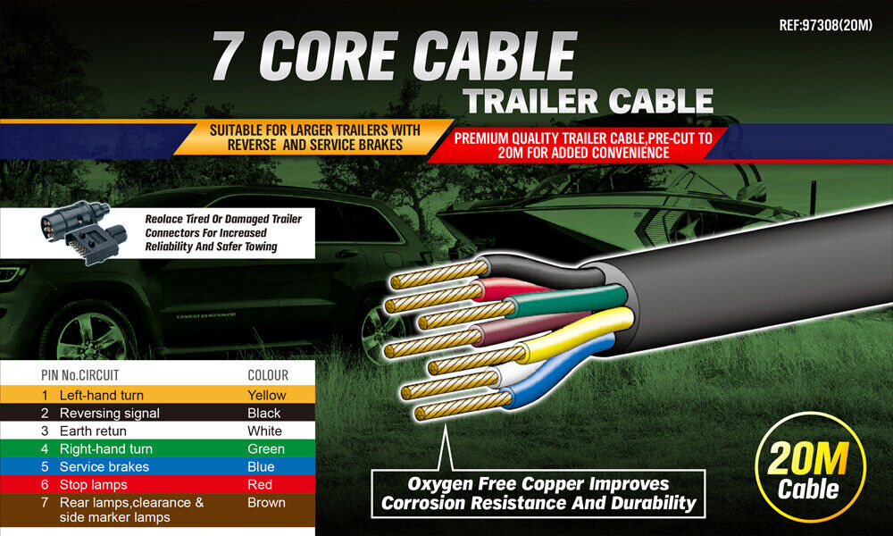 20m 7 core trailer wire cable — view 3