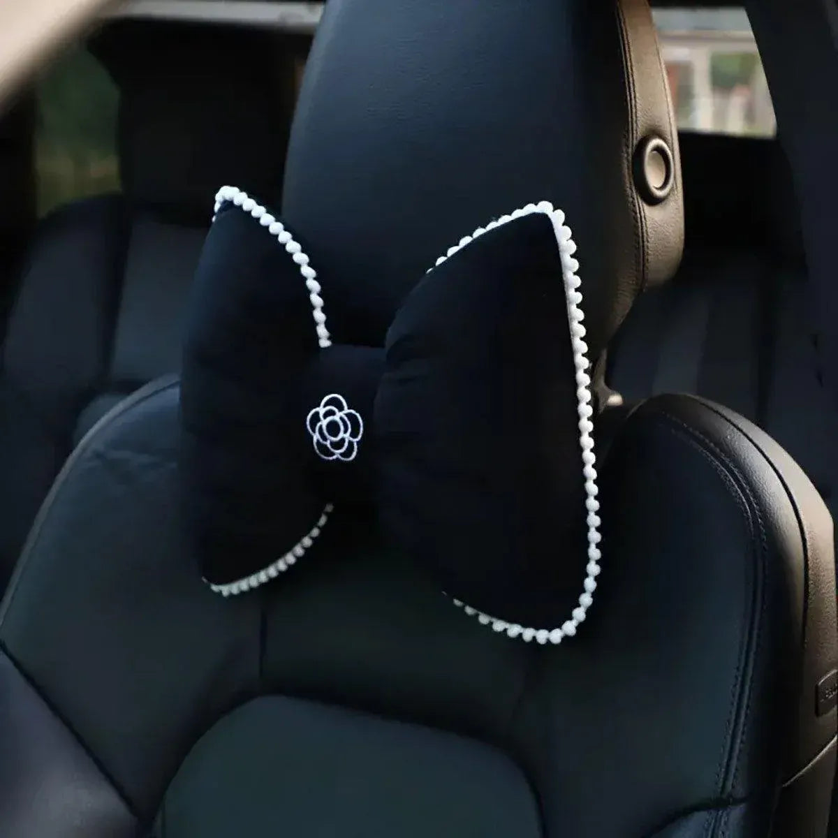 Black Bowknot Plush Car Neck — view 7