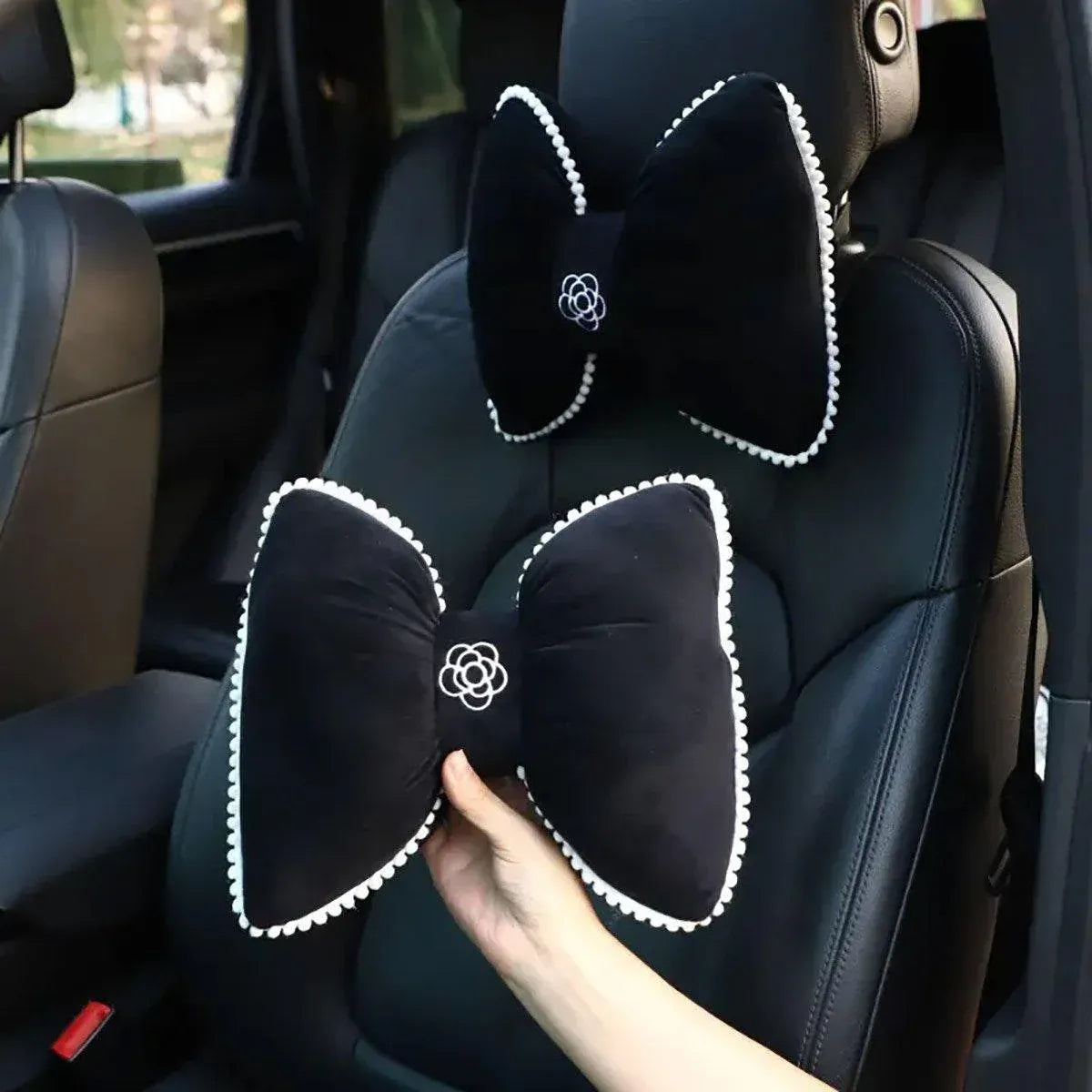 Black Bowknot Plush Car Neck — view 9