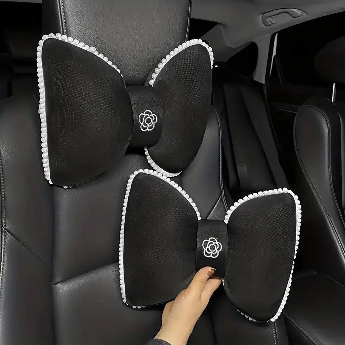 Black Bowknot Plush Car Neck — view 11