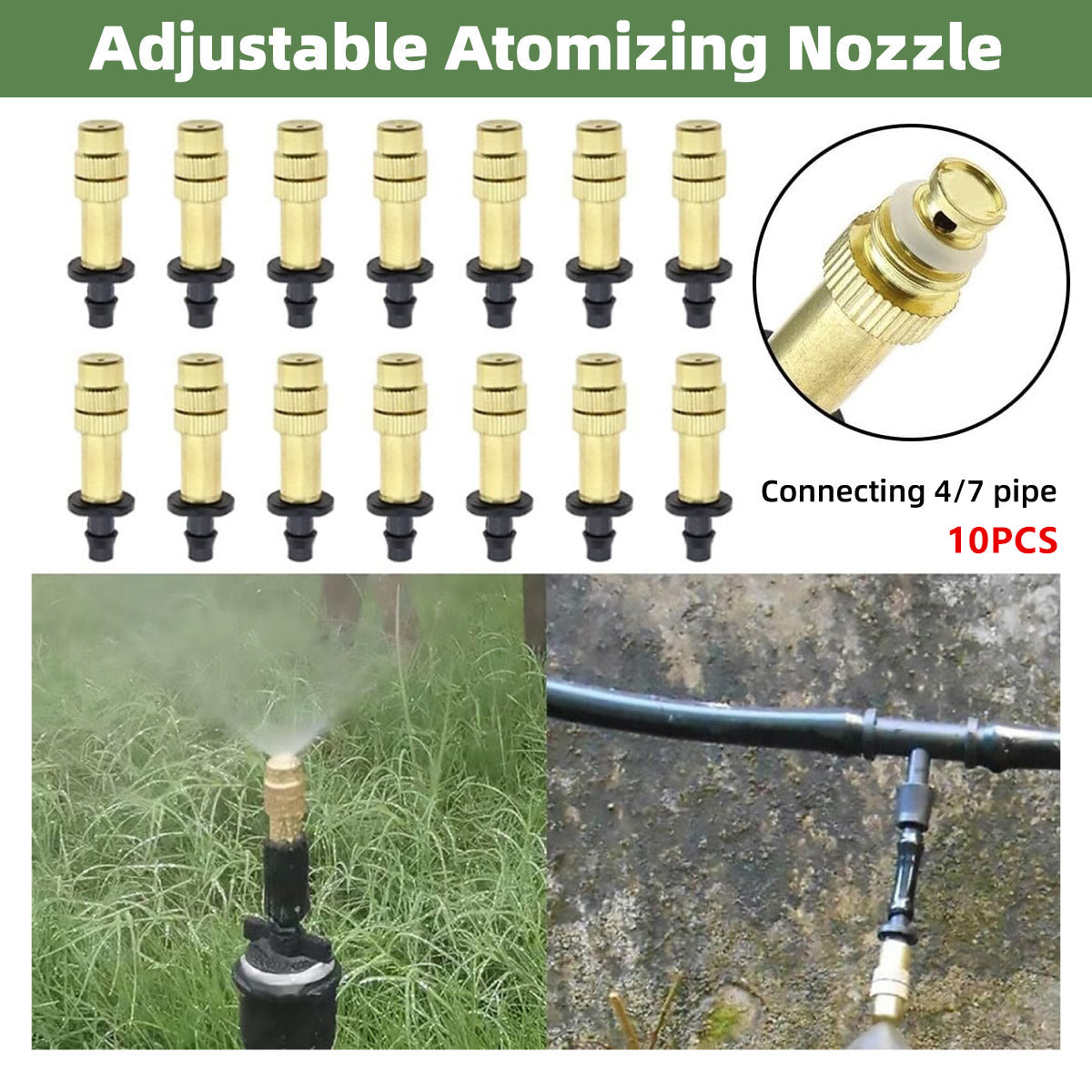 10pcs Adjustable Atomizing Copper Nozzles — view 2