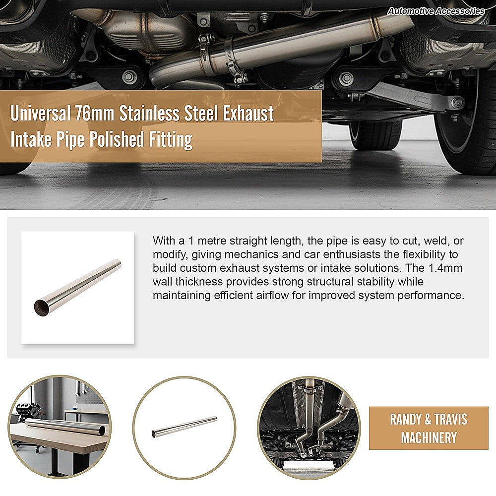 Universal 76mm Stainless Steel Exhaust — view 11