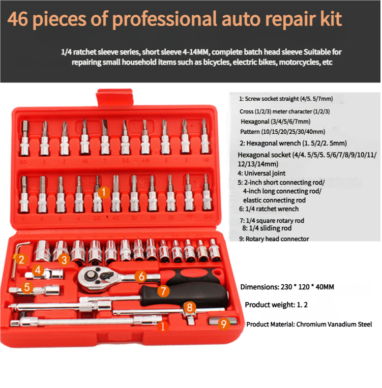 46-Piece Professional Socket Wrench Set 1/4 — view 5