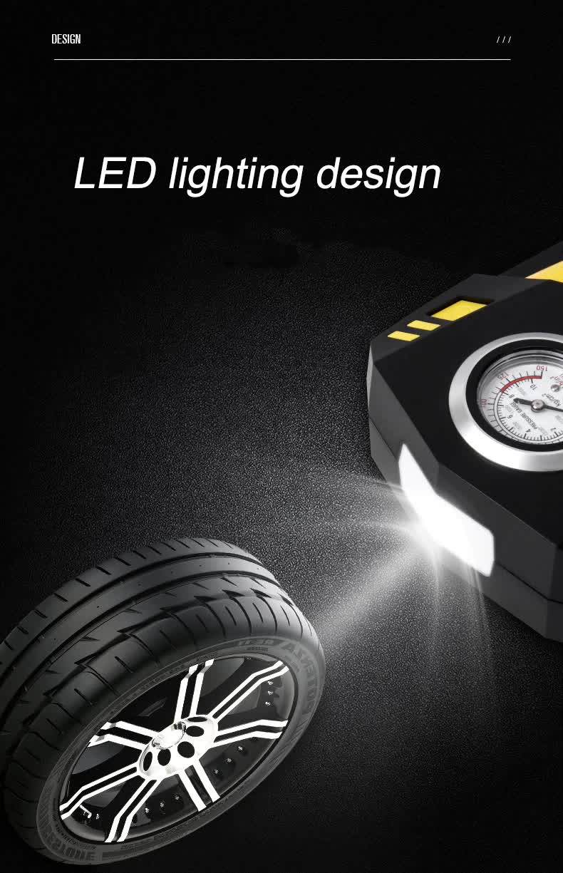 Portable 12V Tyre Inflator with LED — view 4