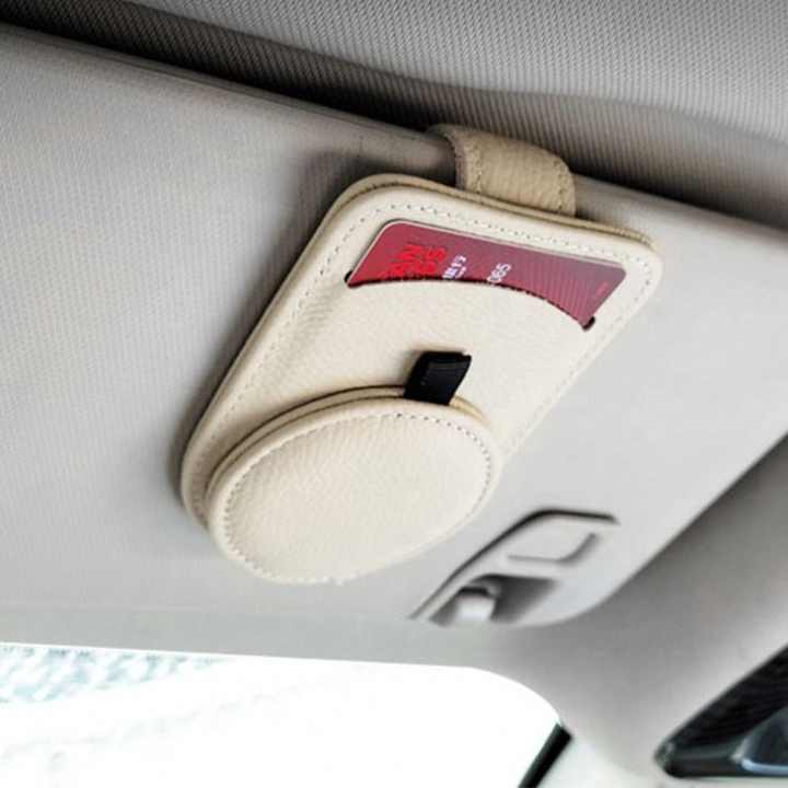 Beige Multifunctional Car Sun Visor Glasses — view 3