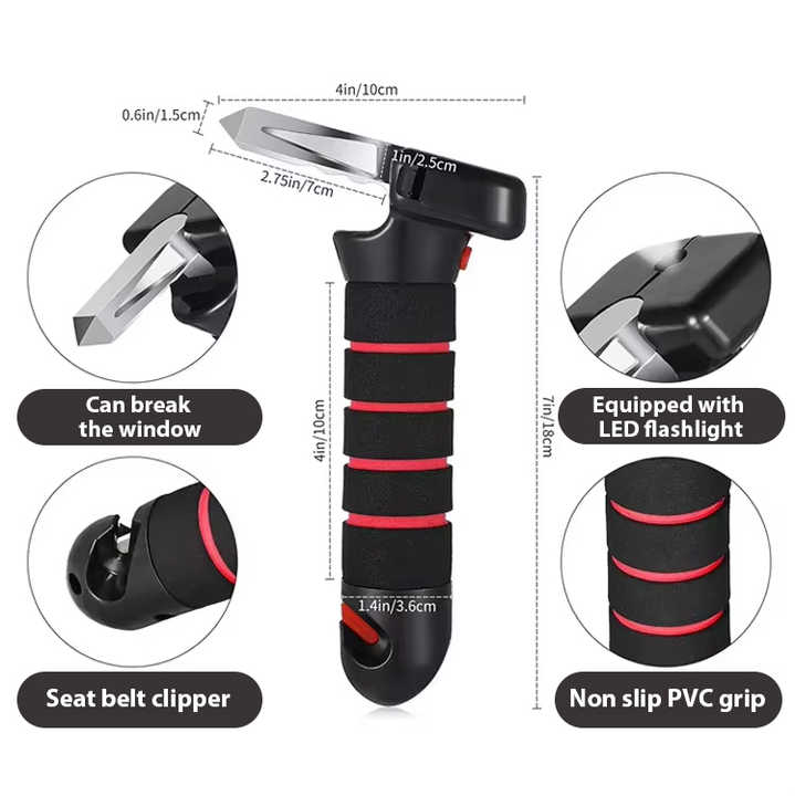 Red Emergency Car Window Breaker Tool — view 3