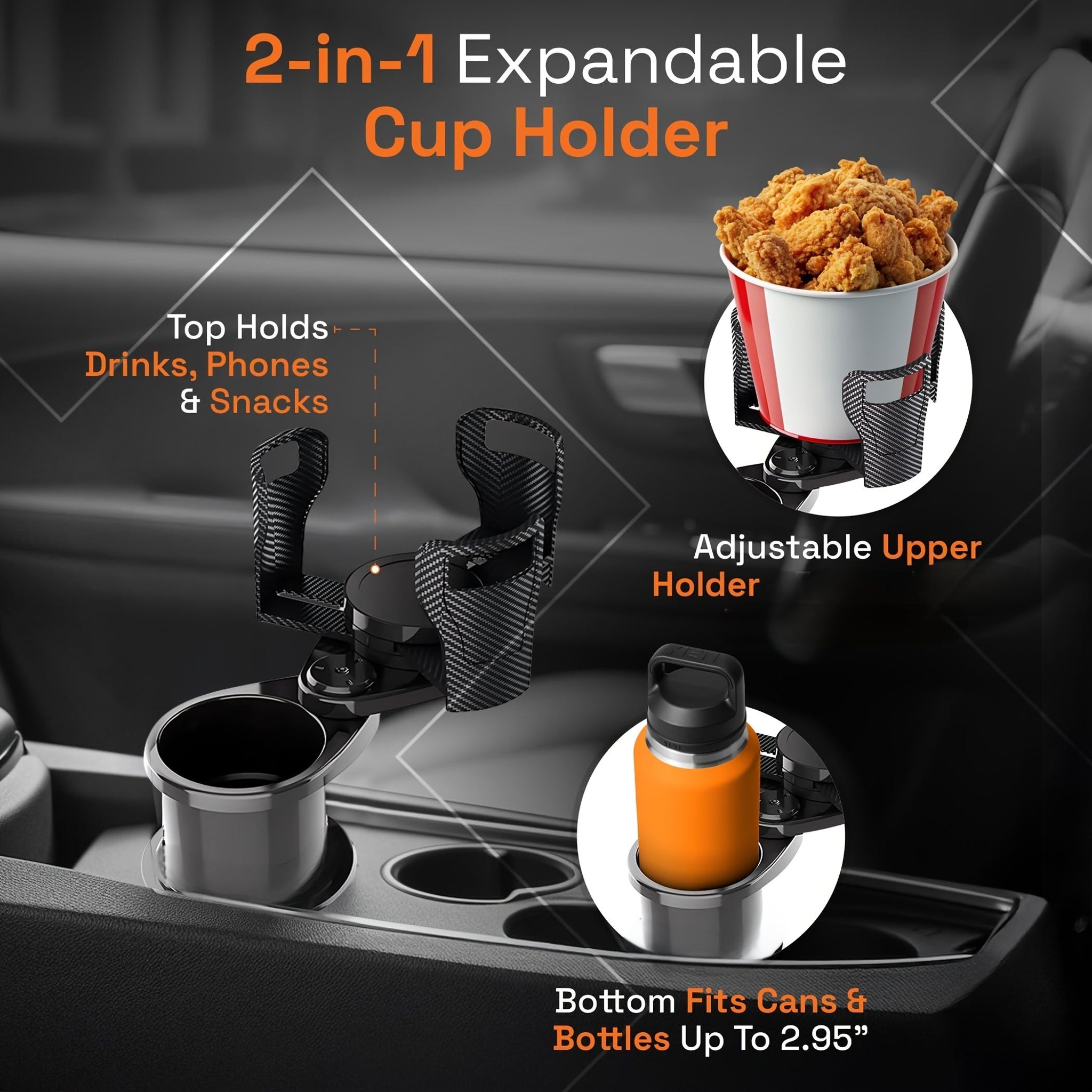 3 PCS Black 2-in-1 Universal Car Cup — view 4