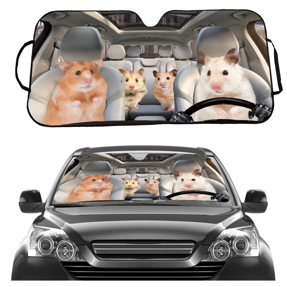 Hamster Driving Car Sunshade for Windshield — view 2