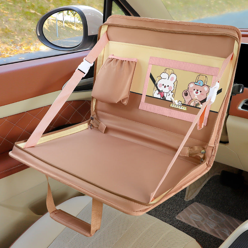 Foldable PU Leather Car Seat Organiser Tray — view 4