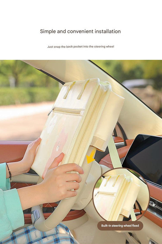 Foldable PU Leather Car Seat Organiser Tray — view 12