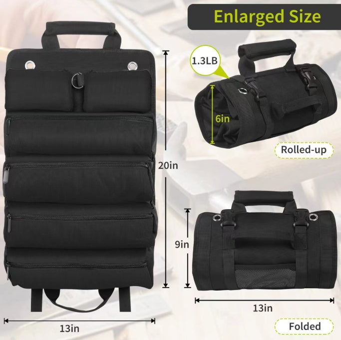 Black Heavy-Duty Roll-Up Tool Bag Organiser — view 2