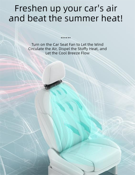 Car seat back headrest USB cooling fan — view 4