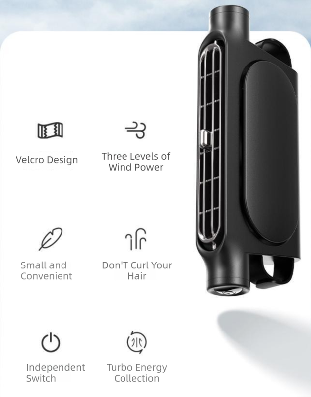 Car seat back headrest USB cooling fan — view 6