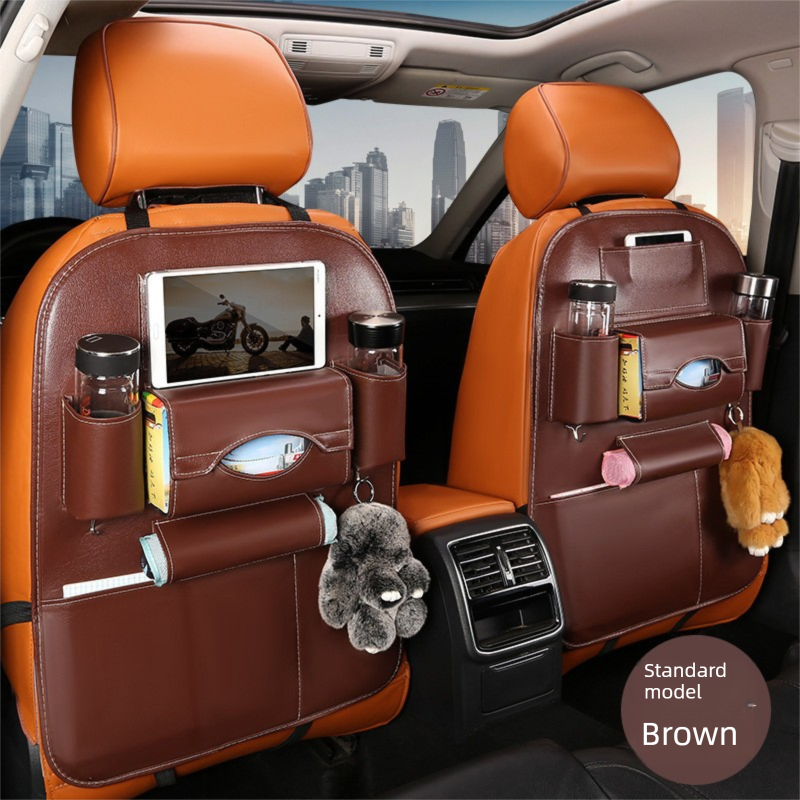 2pcs PU leather car back seat organiser kick mat — view 10