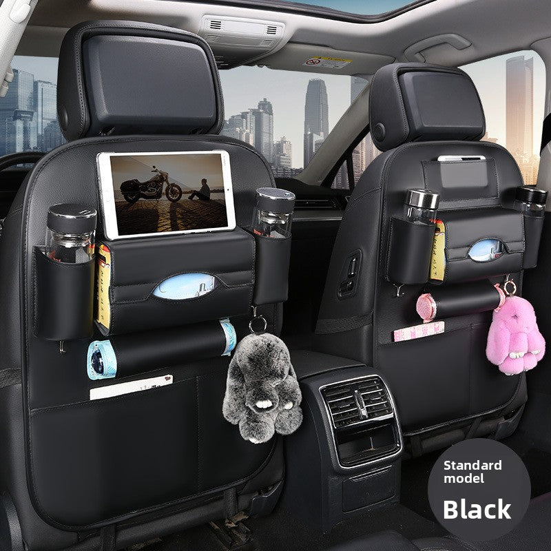 2pcs PU leather car back seat organiser kick mat — view 9
