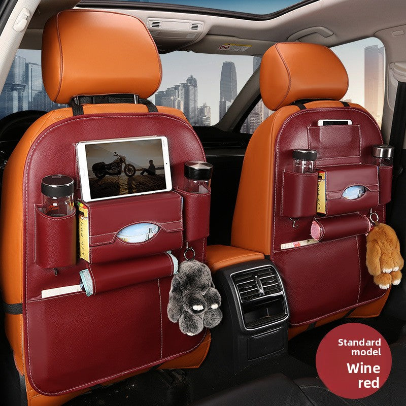 2pcs PU leather car back seat organiser kick mat — view 8