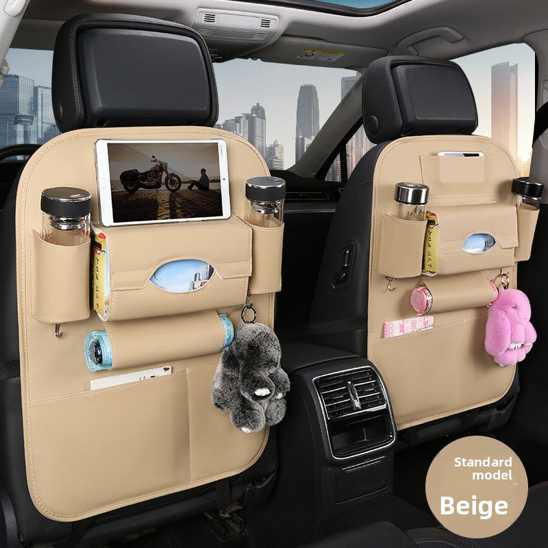 2pcs PU leather car back seat organiser kick mat — view 7