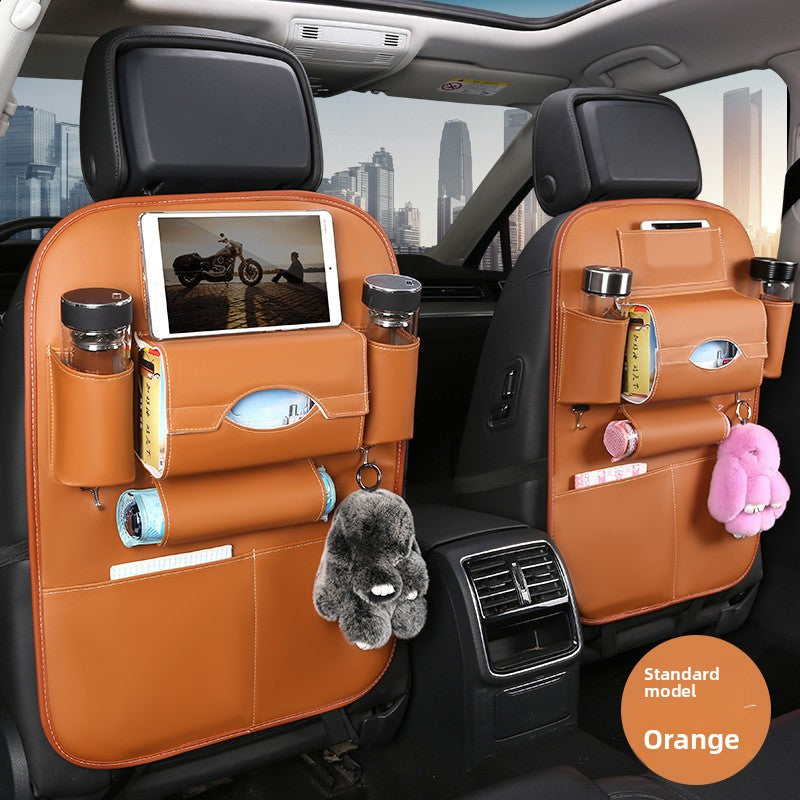 2pcs PU leather car back seat organiser kick mat — view 3