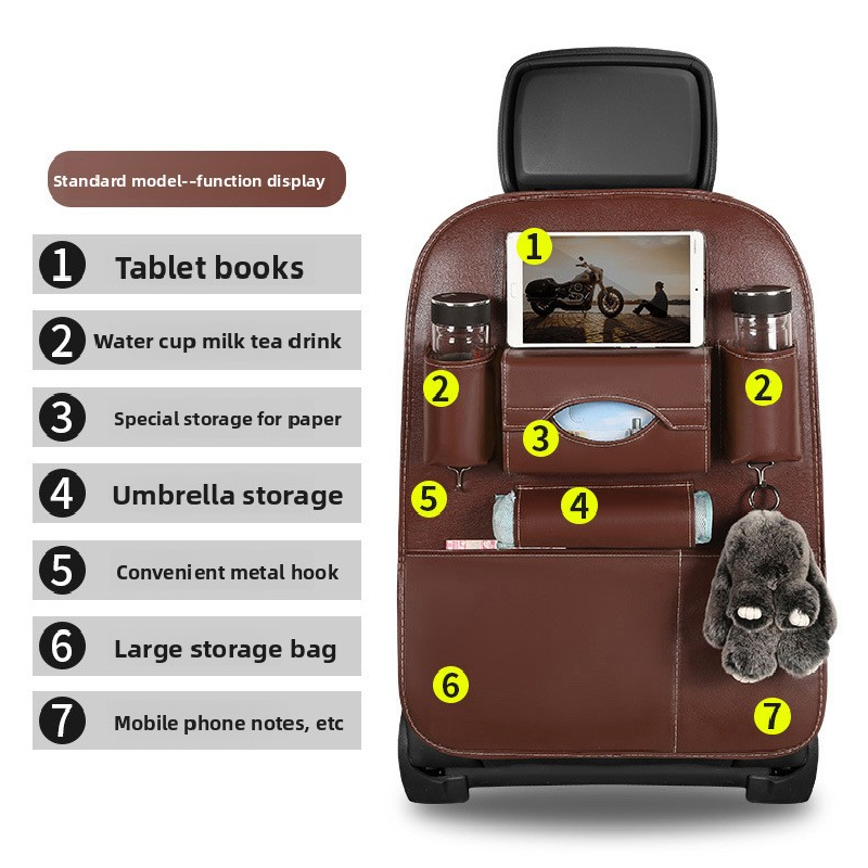 2pcs PU leather car back seat organiser kick mat — view 6