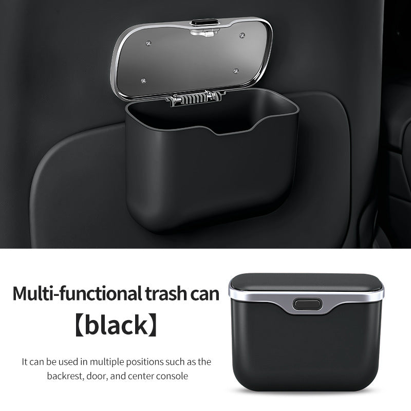 Car hanging rubbish bin with lid leather — view 21