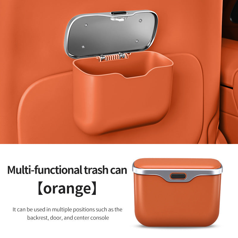 Car hanging rubbish bin with lid leather — view 20