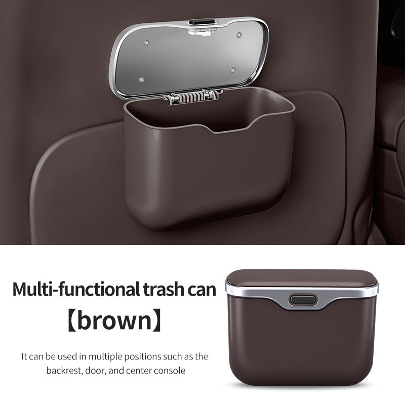 Car hanging rubbish bin with lid leather — view 19