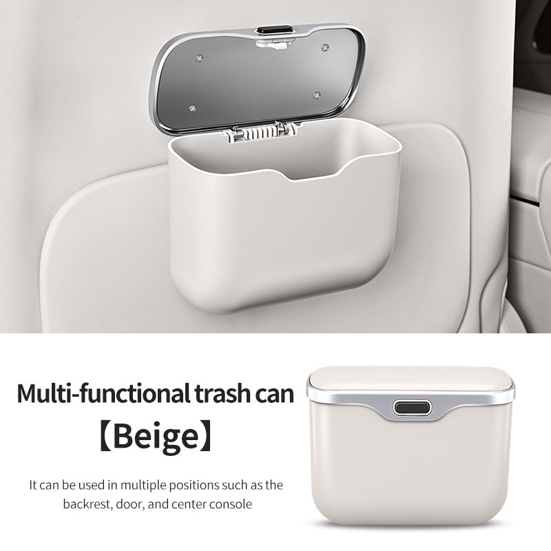 Car hanging rubbish bin with lid leather — view 18