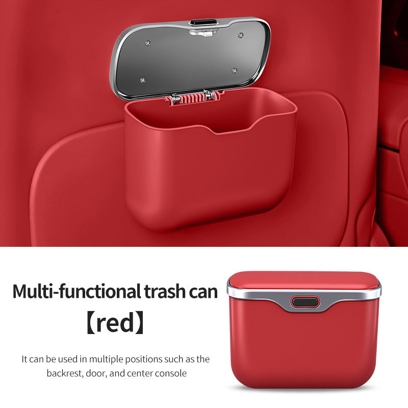 Car hanging rubbish bin with lid leather — view 17