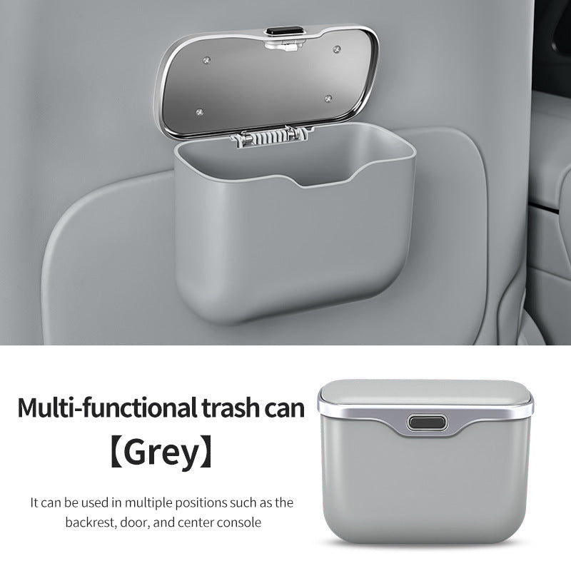 Car hanging rubbish bin with lid leather — view 16
