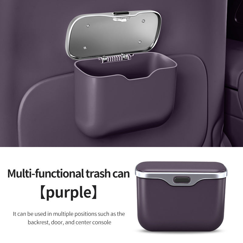 Car hanging rubbish bin with lid leather — view 15