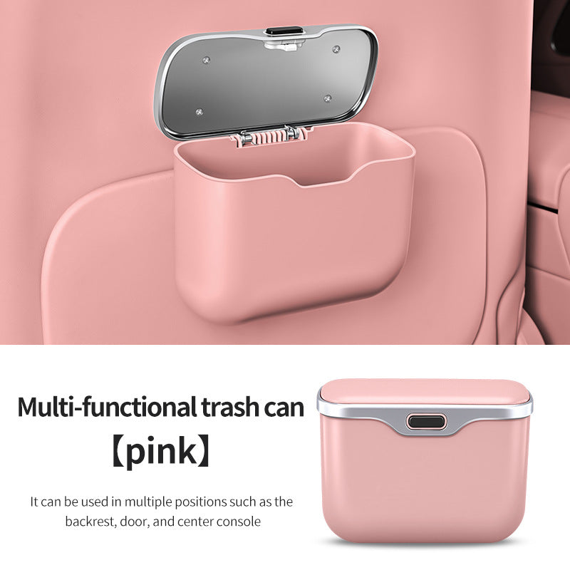 Car hanging rubbish bin with lid leather — view 3