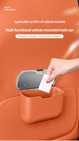 Car hanging rubbish bin with lid leather — view 4