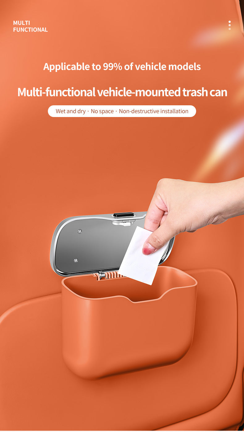 Car hanging rubbish bin with lid leather — view 4