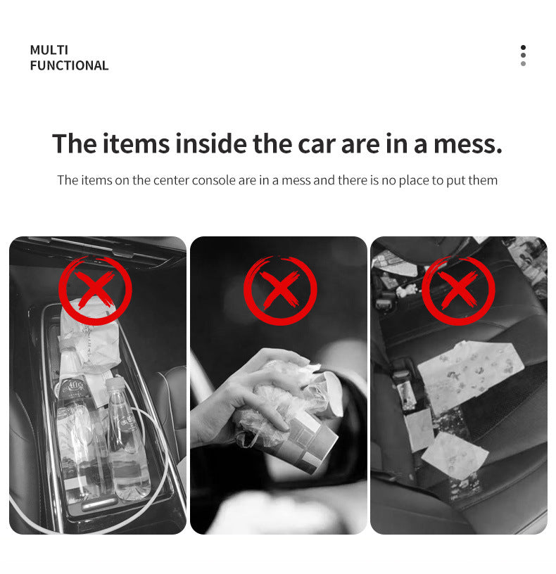 Car hanging rubbish bin with lid leather — view 5