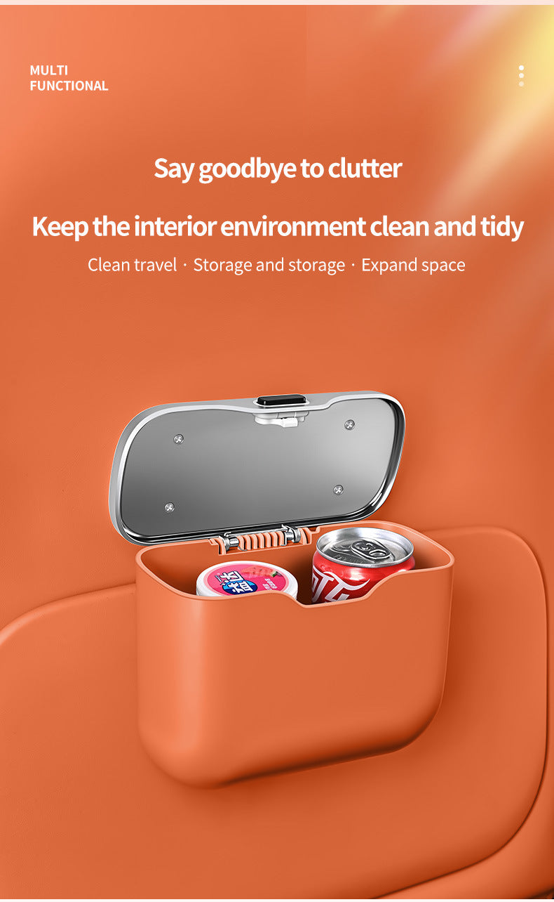 Car hanging rubbish bin with lid leather — view 6