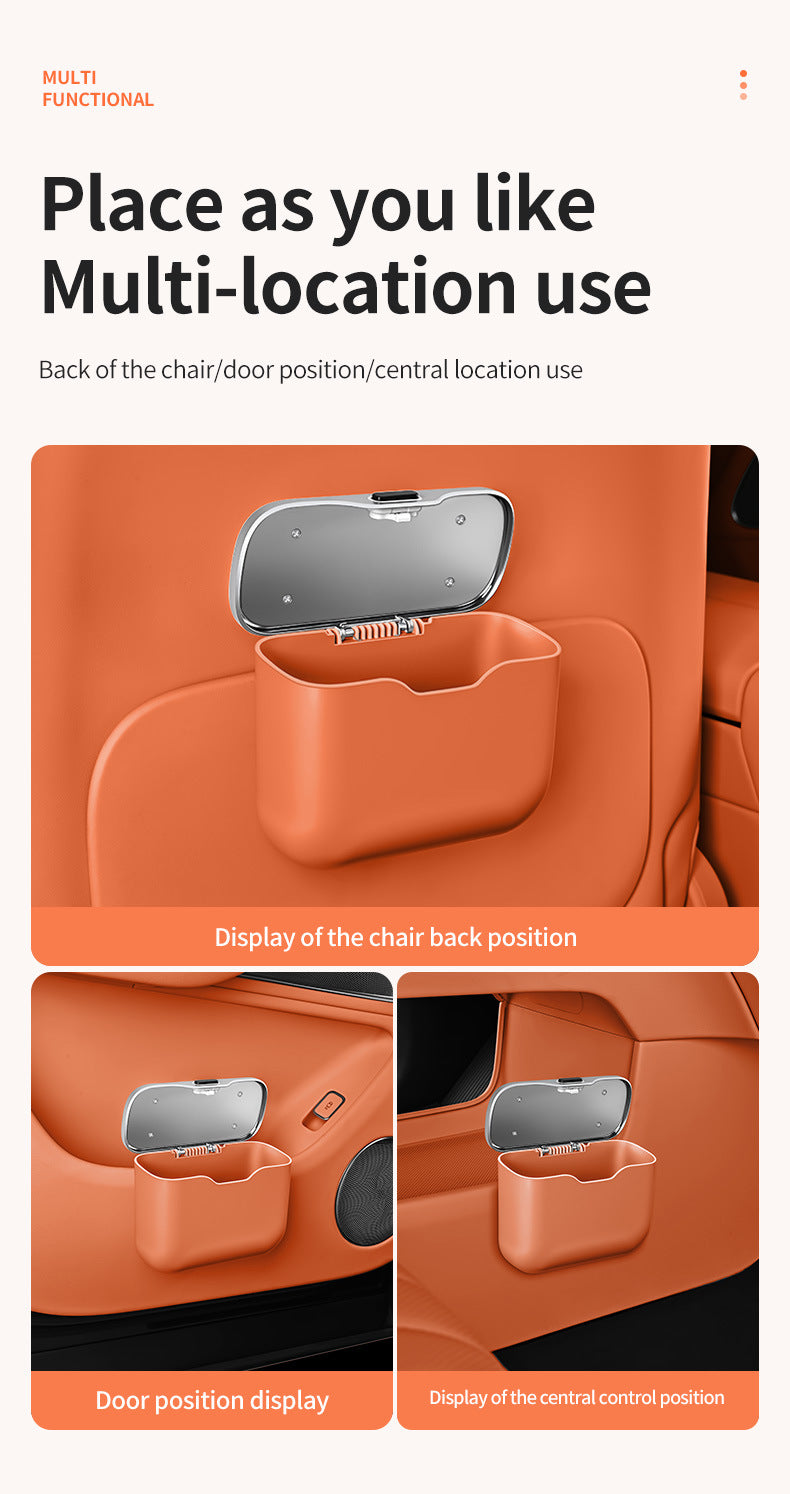 Car hanging rubbish bin with lid leather — view 7