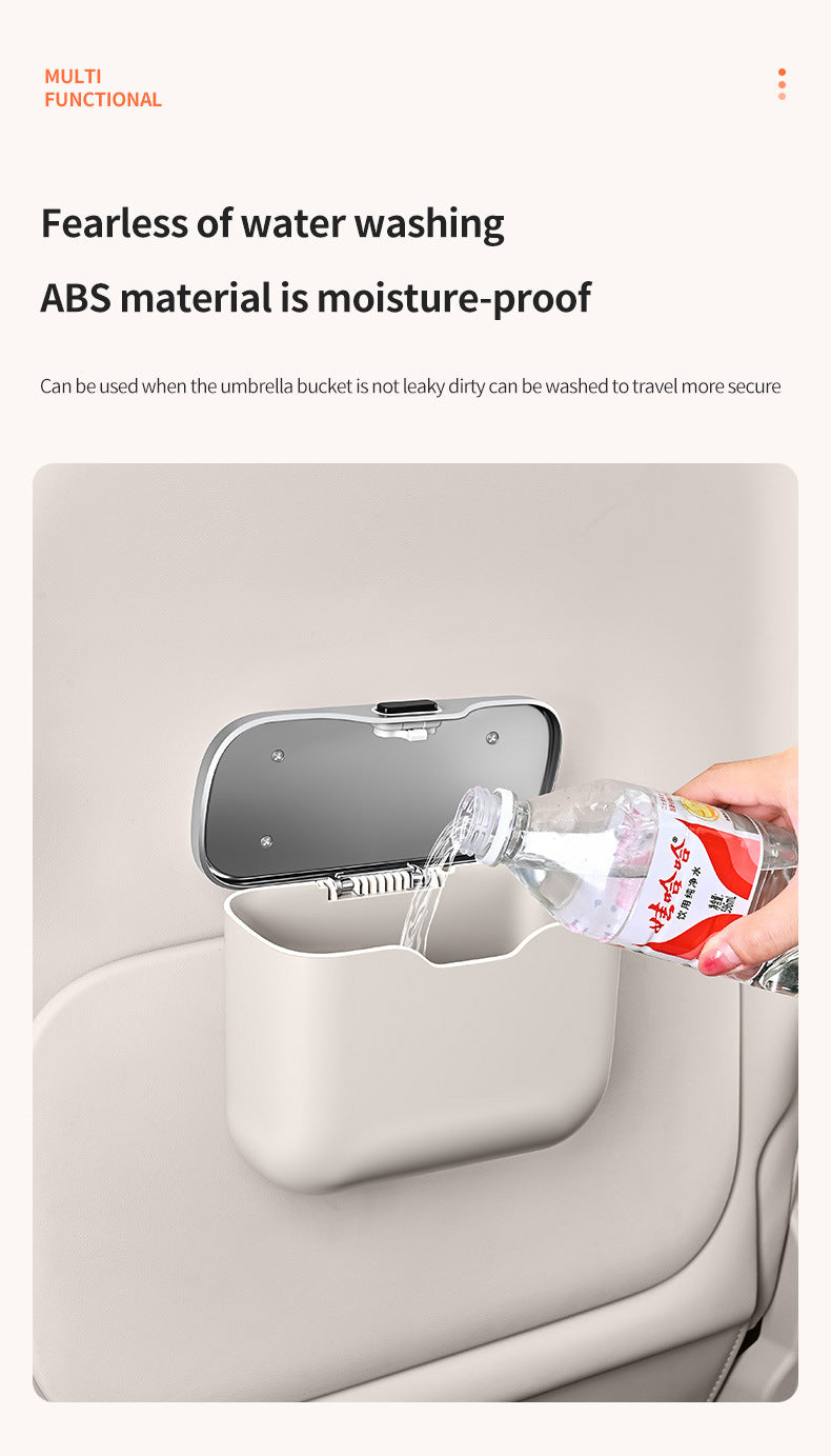 Car hanging rubbish bin with lid leather — view 9
