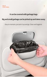 Car hanging rubbish bin with lid leather — view 12